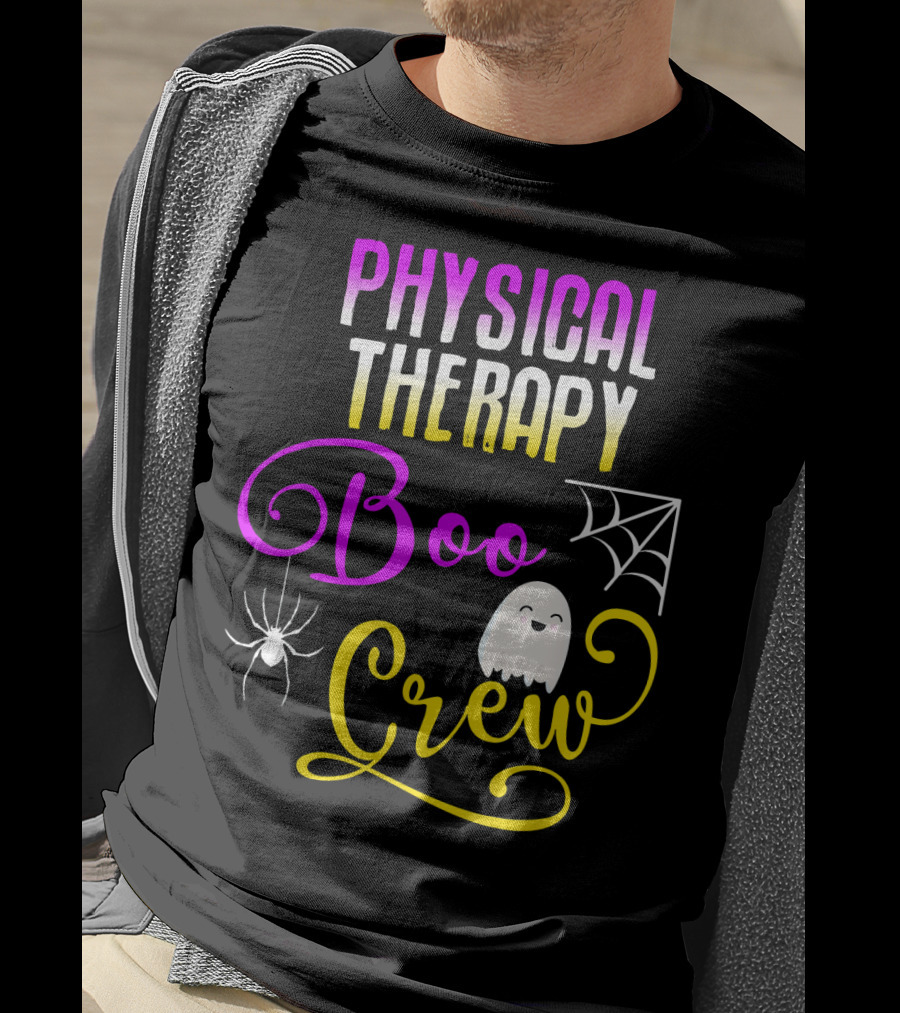 Physical Therapy Boo Crew Halloween Ghost Spider Web T-Shirt