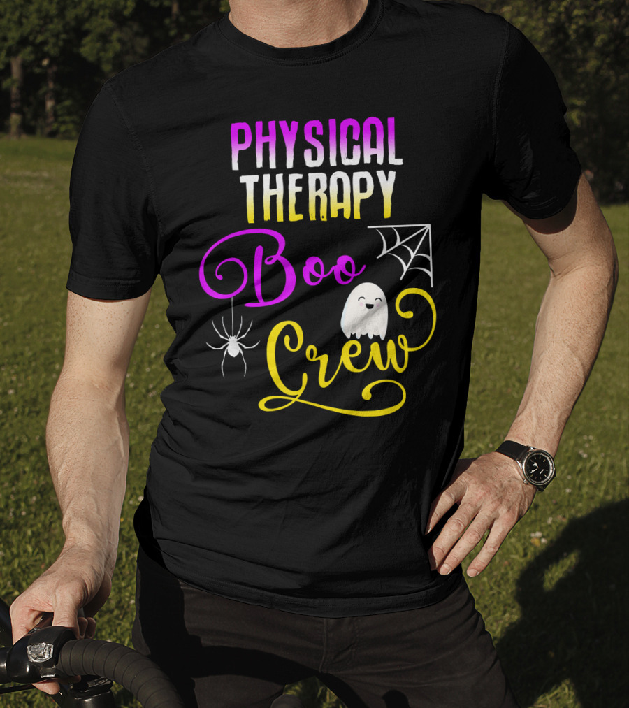 Physical Therapy Boo Crew Halloween Ghost Spider Web T-Shirt