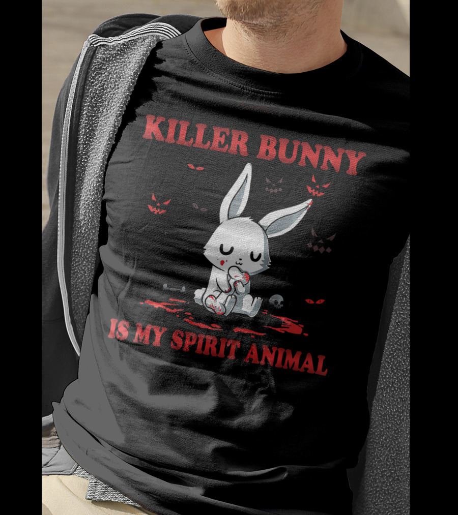 Killer Bunny Is My Spirit Animal With Haunted Eyes And Skull T-Shirt