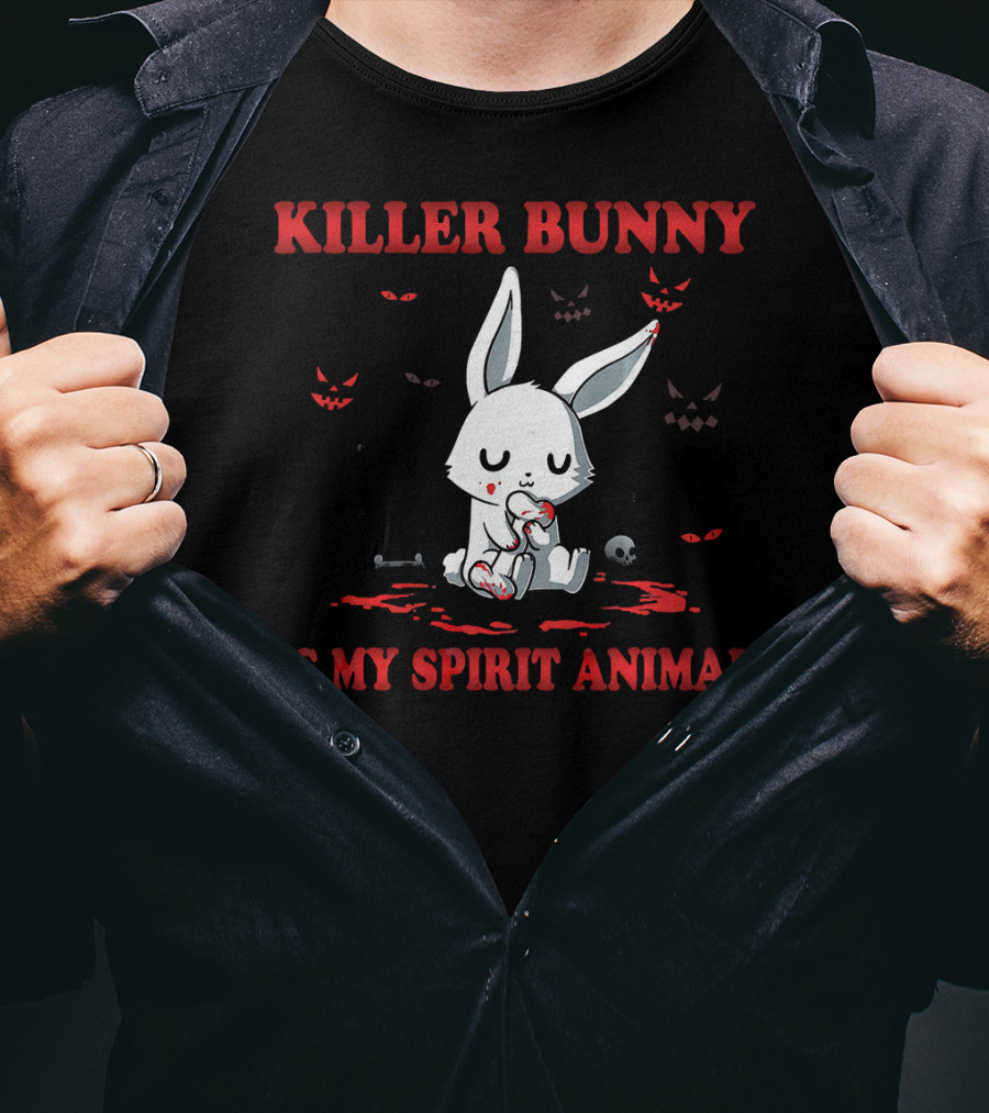 Killer Bunny Is My Spirit Animal With Haunted Eyes And Skull T-Shirt