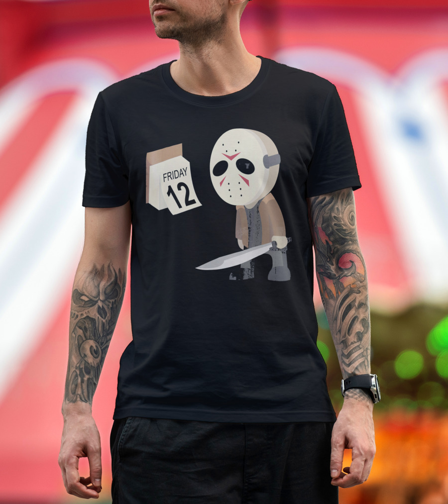 Friday 12th Funny Halloween Horror Graph Calendar Mask Character T-Shirt