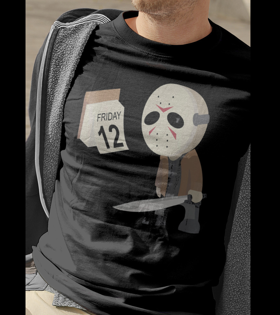 Friday 12th Funny Halloween Horror Graph Calendar Mask Character T-Shirt
