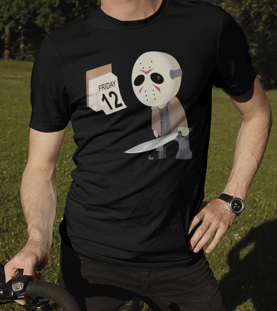 Friday 12th Funny Halloween Horror Graph Calendar Mask Character T-Shirt