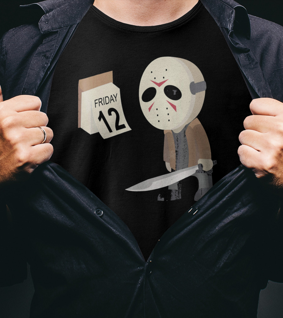 Friday 12th Funny Halloween Horror Graph Calendar Mask Character T-Shirt