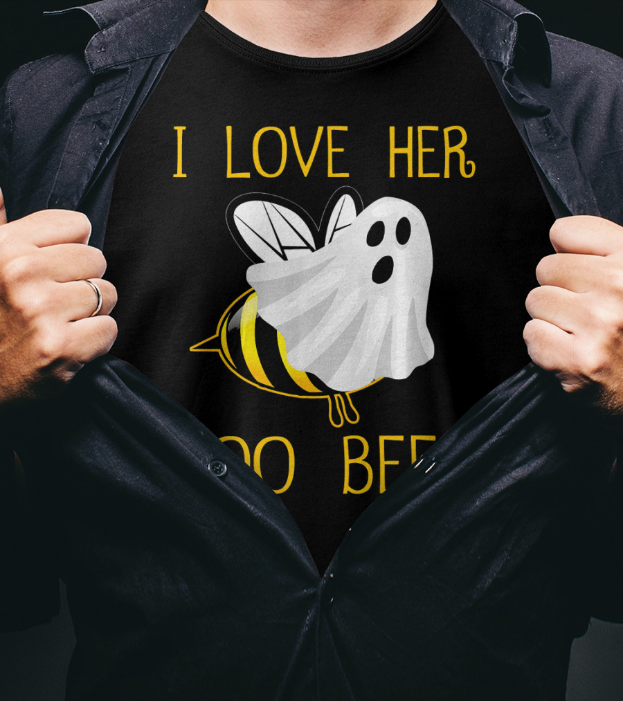 I Love Her Boo Bees Halloween Couple T-Shirt