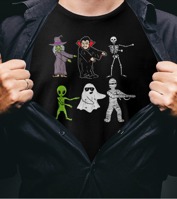 Witch Vampire Skeleton Ghost Alien Mummy Flossing Dance T-Shirt