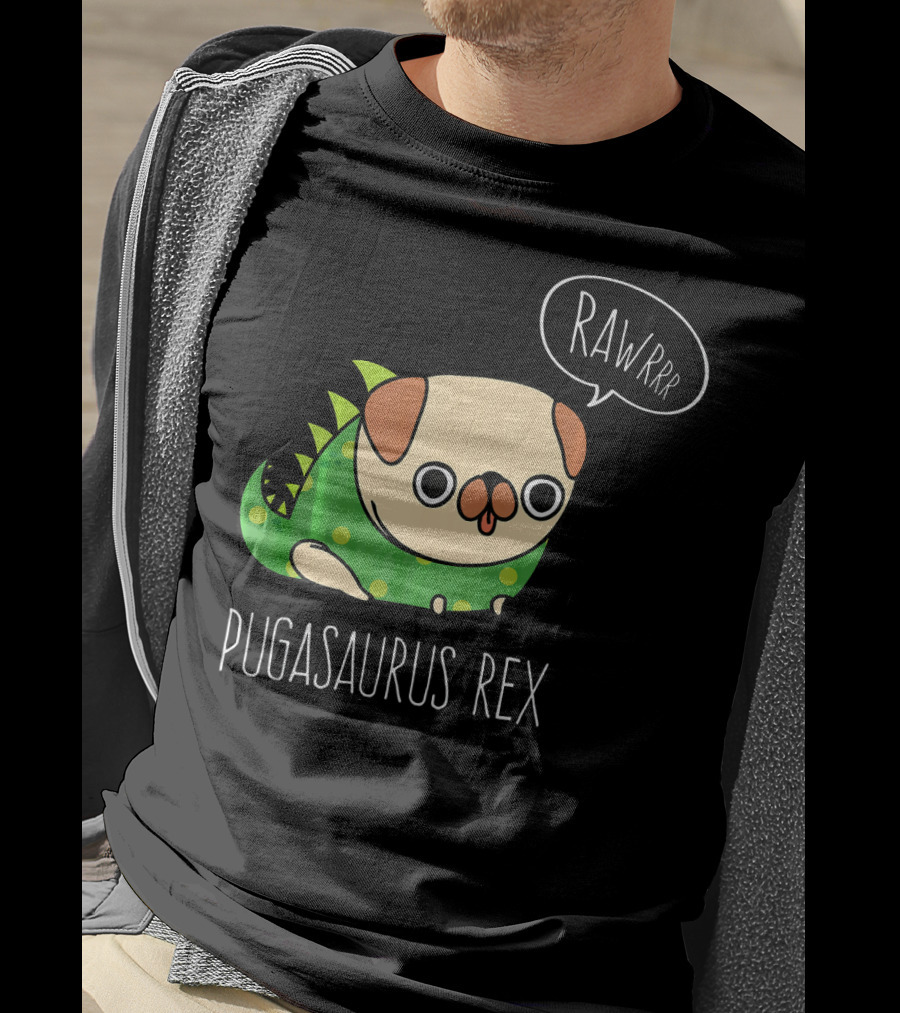 Pugasaurus Rex Rawrrr Pug Halloween Dog Costume T-Shirt