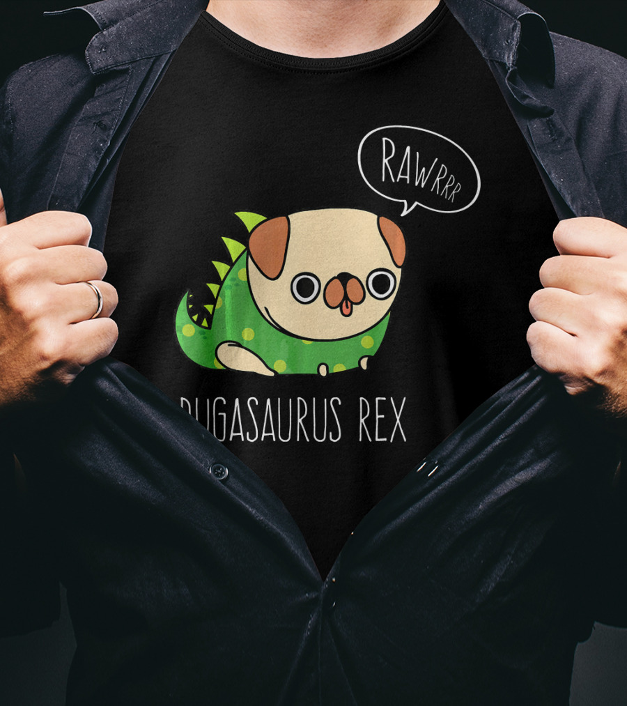 Pugasaurus Rex Rawrrr Pug Halloween Dog Costume T-Shirt