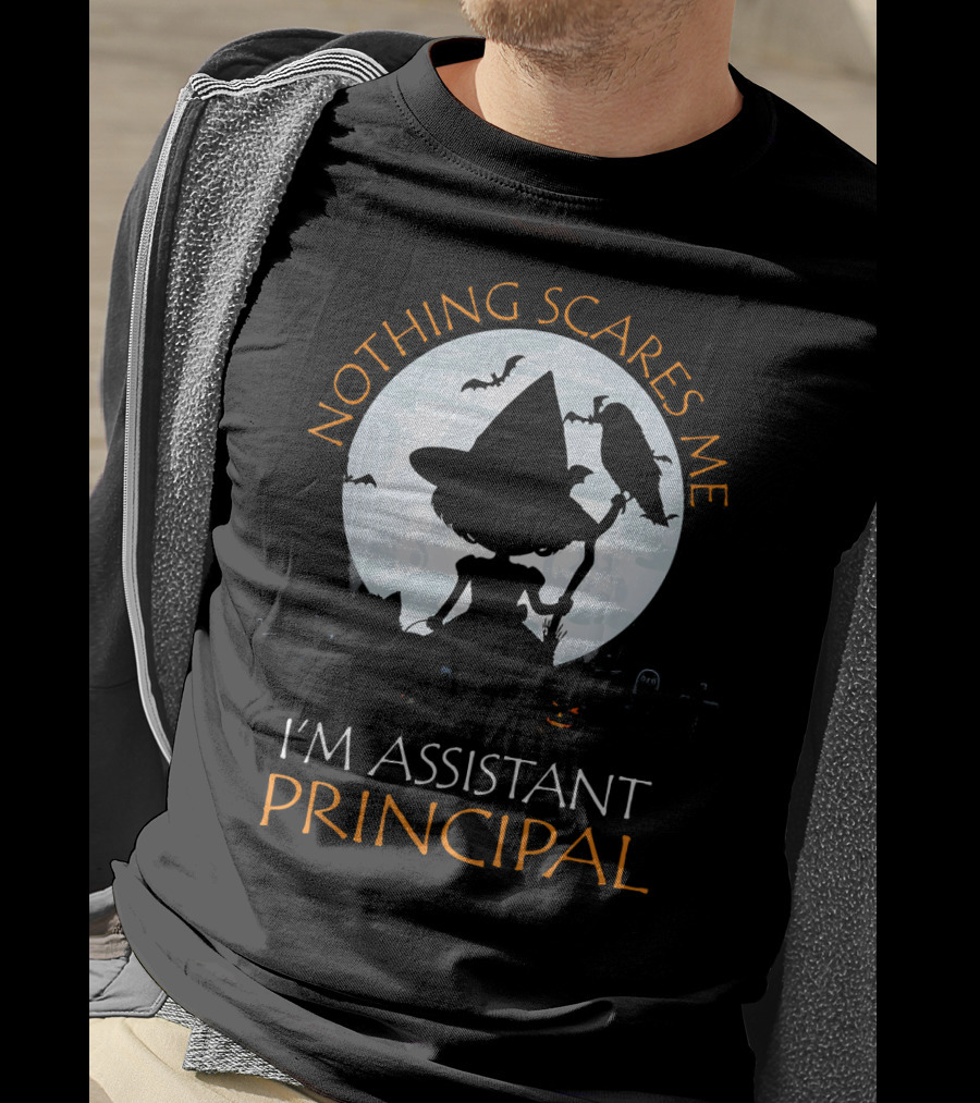 Nothing Scares Me I'm Assistant Principal Witch Moon Ravens T-Shirt