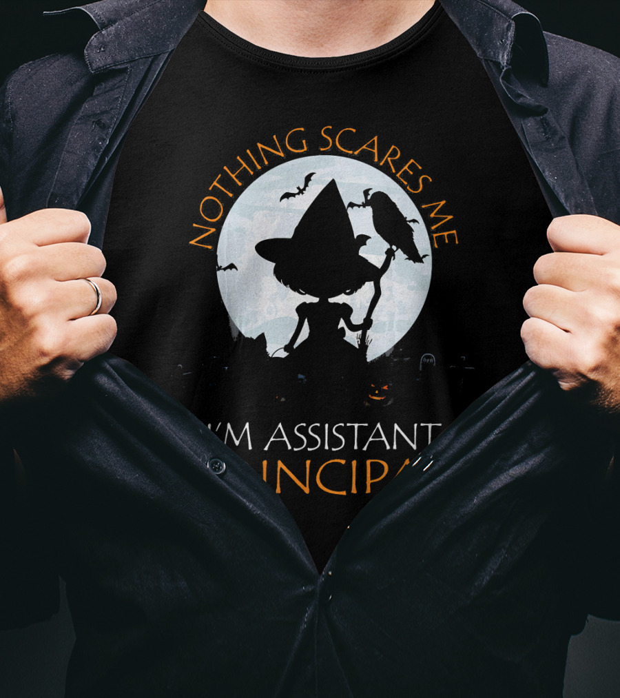 Nothing Scares Me I'm Assistant Principal Witch Moon Ravens T-Shirt