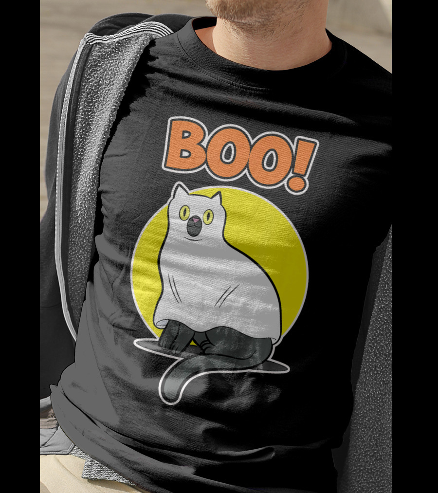 Boo Cat Ghost Halloween Party Fun T-Shirt