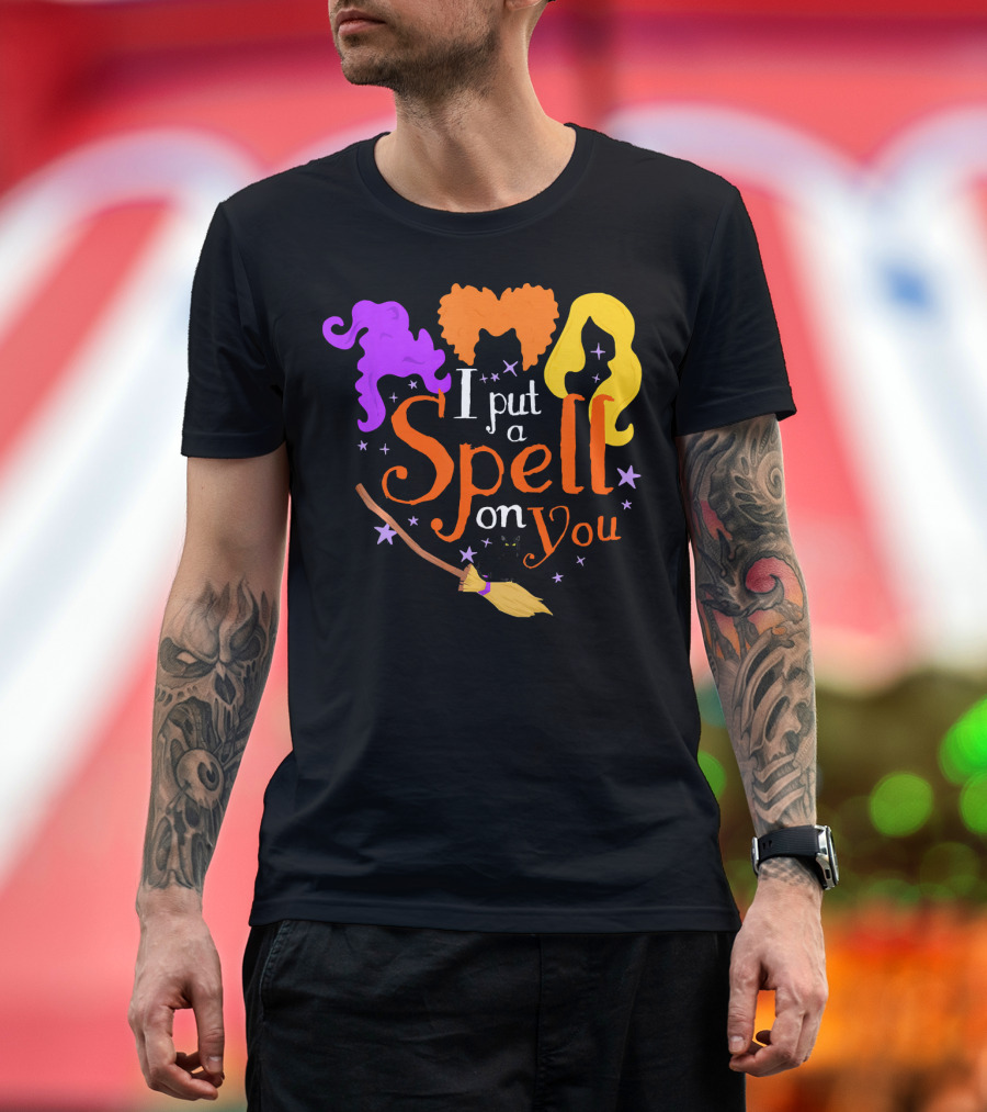 I Put A Spell On You Witch Sisters Magical Broom Hair Trio T-Shirt