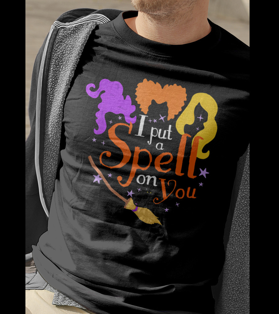 I Put A Spell On You Witch Sisters Magical Broom Hair Trio T-Shirt