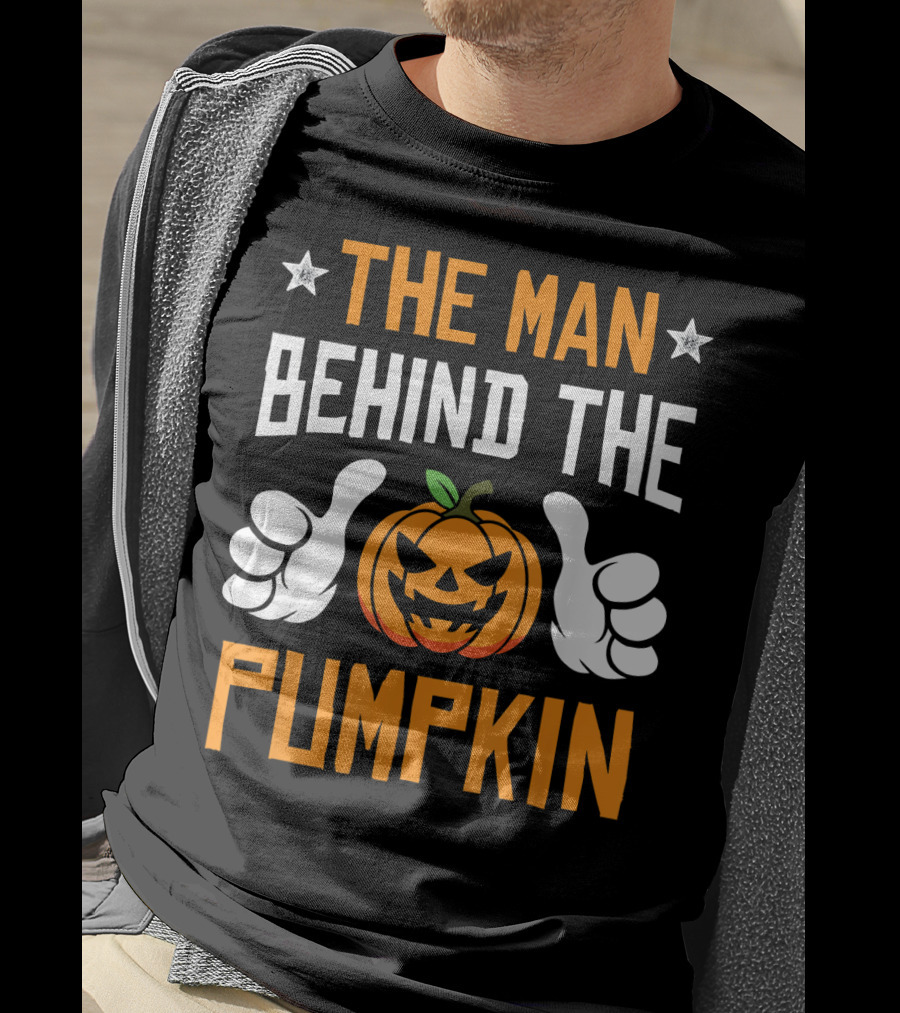 The Man Behind The Pumpkin Halloween Funny Mens T-Shirt