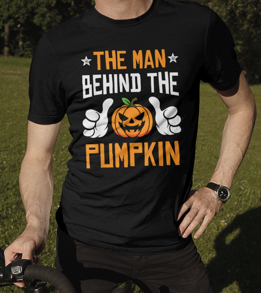 The Man Behind The Pumpkin Halloween Funny Mens T-Shirt