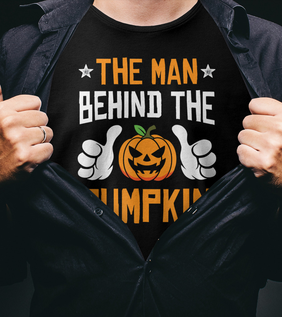 The Man Behind The Pumpkin Halloween Funny Mens T-Shirt