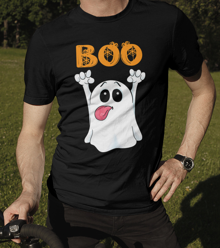 Boo Silly Ghost With Pumpkin Lettering T-Shirt