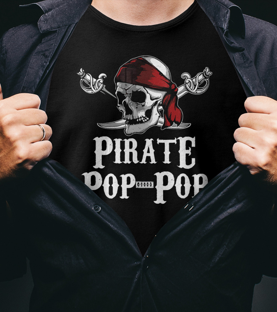 Pirate Pop Pop Jolly Roger Skull With Crossed Swords T-Shirt