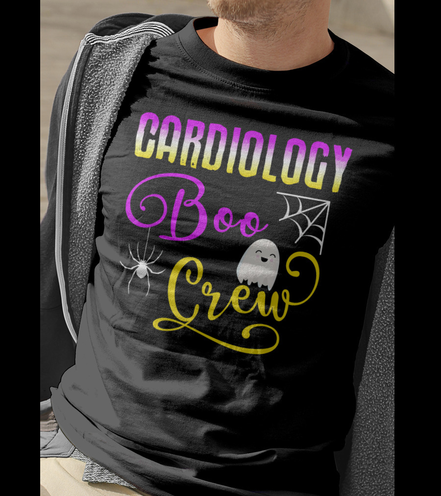 Cardiology Boo Crew Halloween Ghost Spider Web T-Shirt