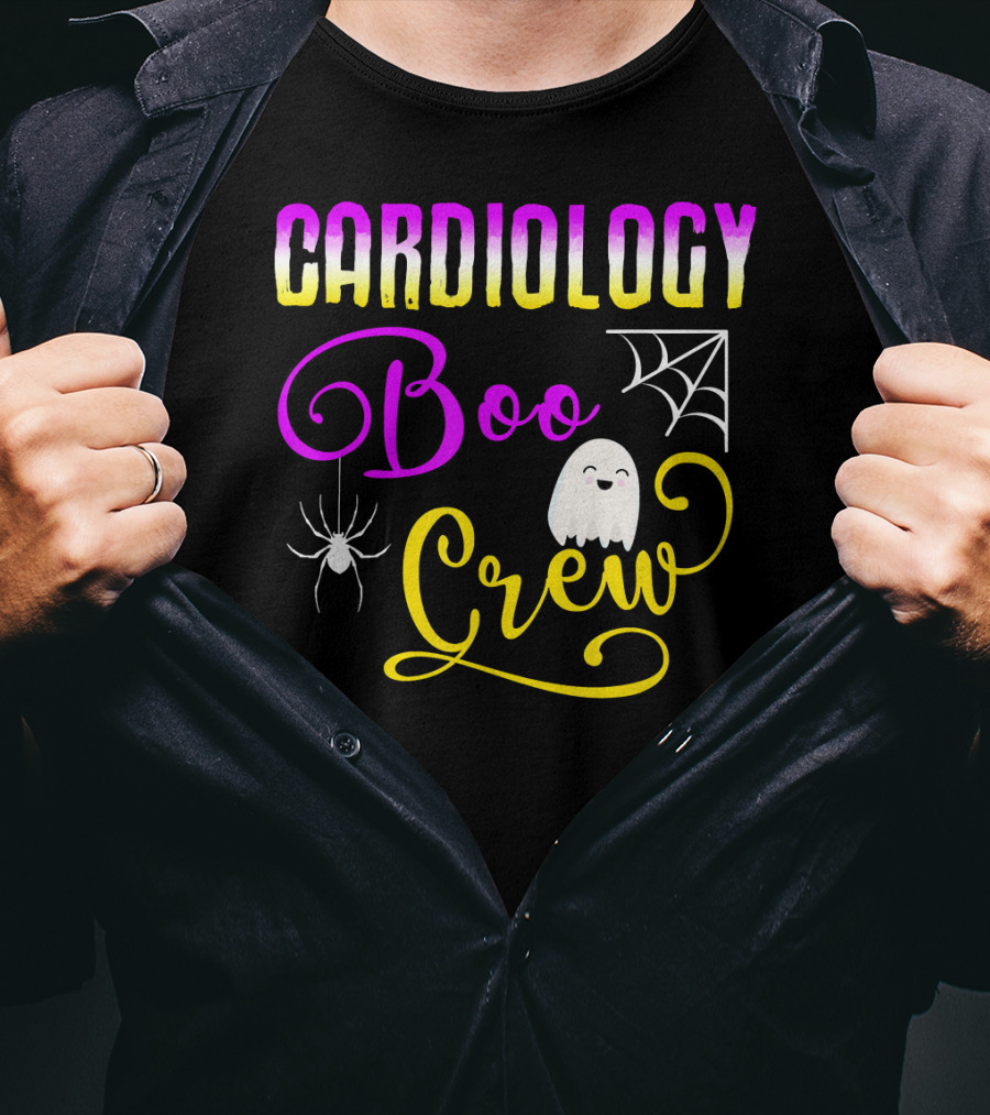Cardiology Boo Crew Halloween Ghost Spider Web T-Shirt