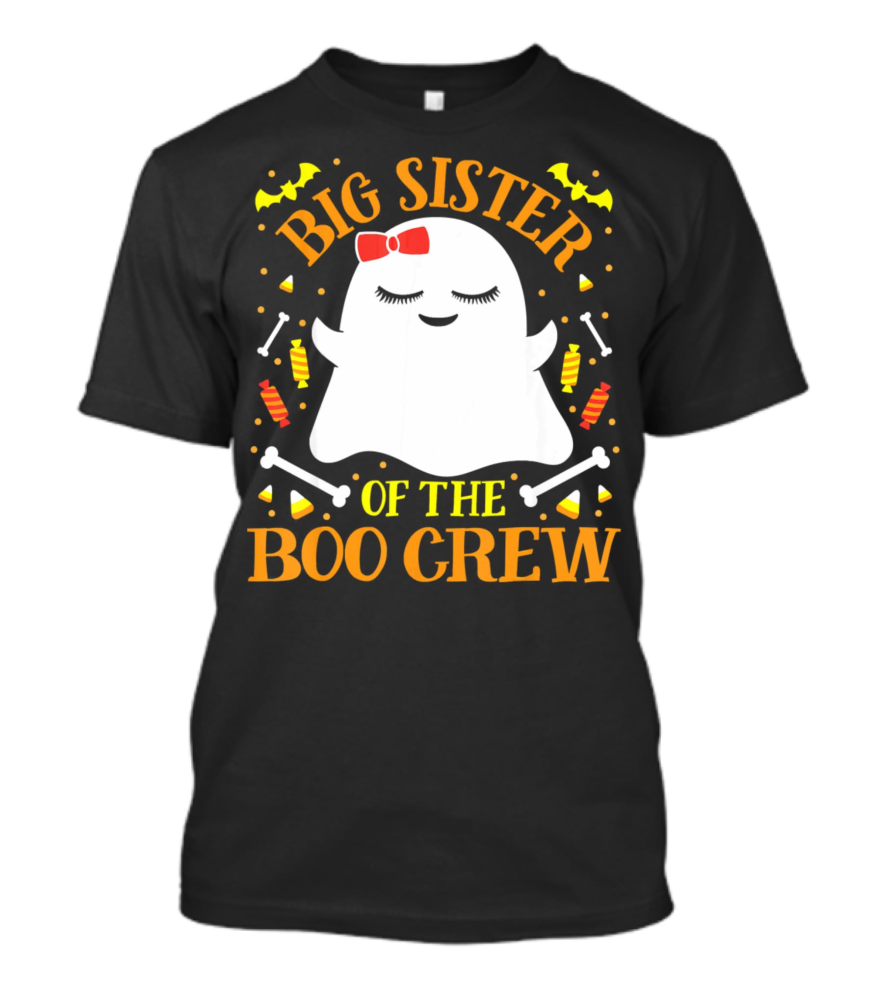 Big Sister Of The Boo Crew Ghost With Candy And Bones T-Shirt