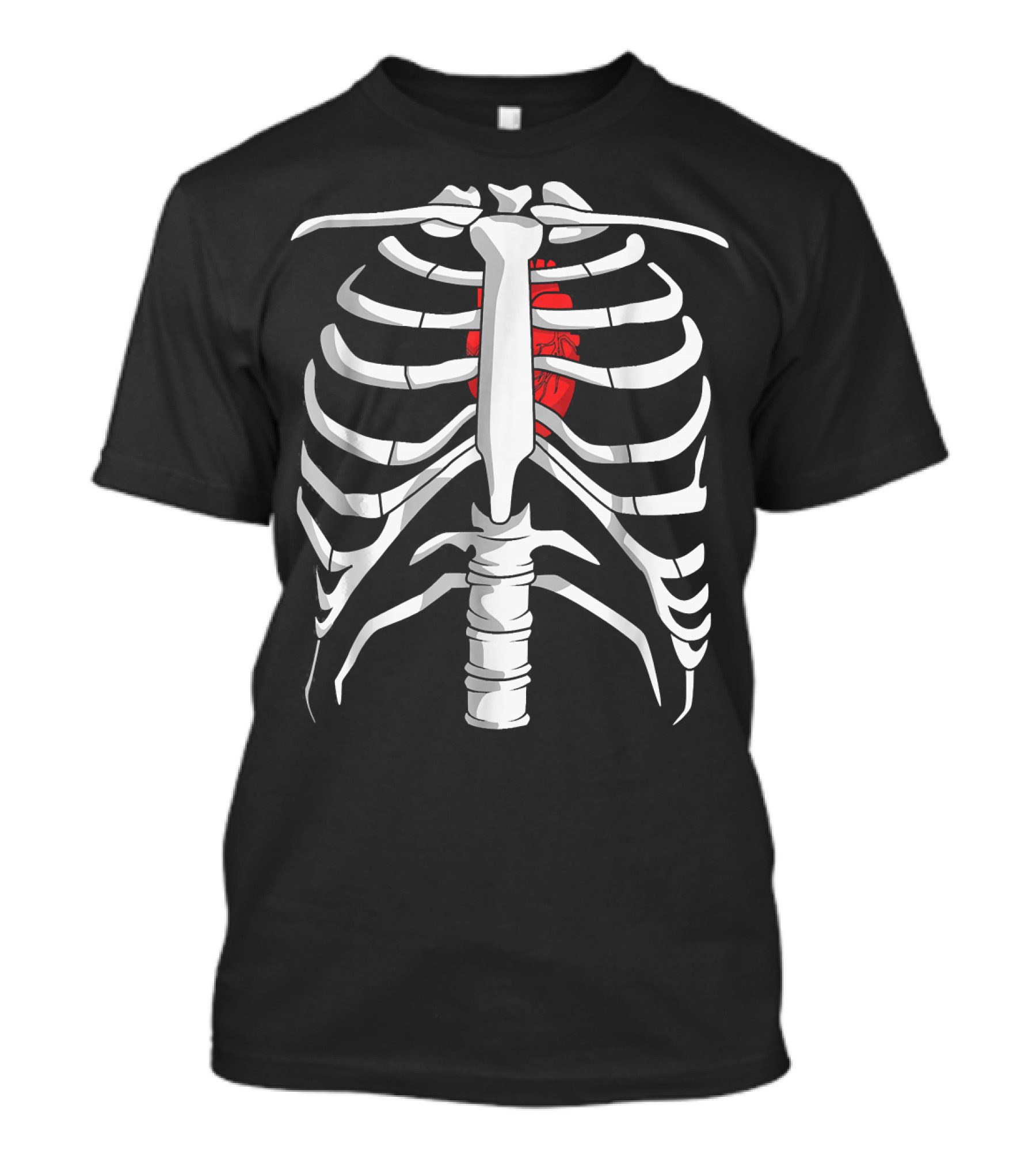 Skeleton Ribcage With Red Heart Day Of The Dead T-Shirt