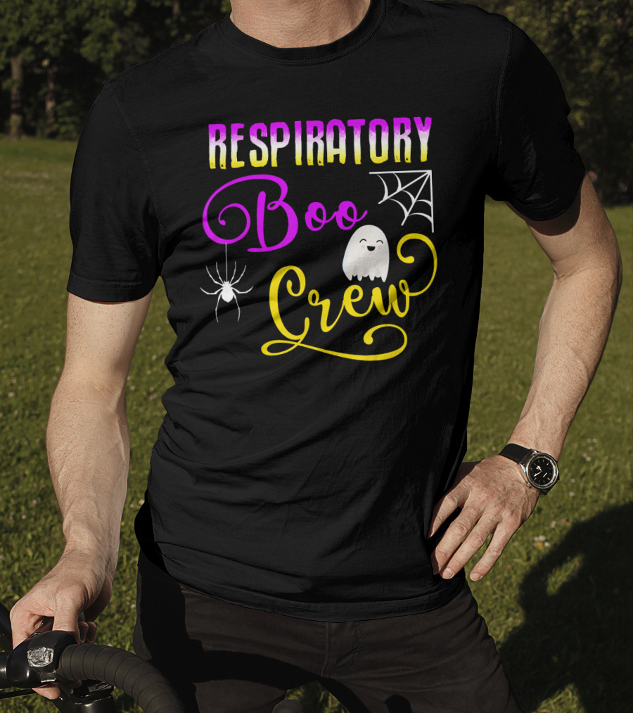 Respiratory Boo Crew Ghost And Spider Web T-Shirt