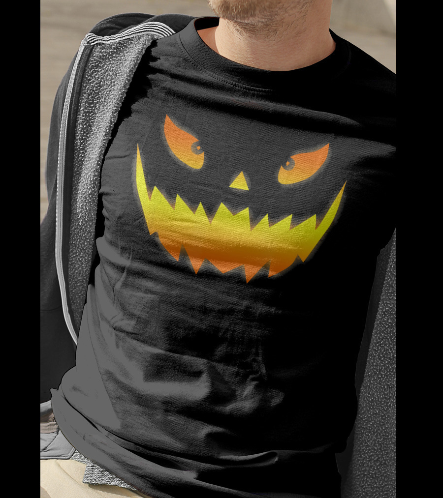 Smiling Glowing Jack O Lantern Pumpkin Face T-Shirt