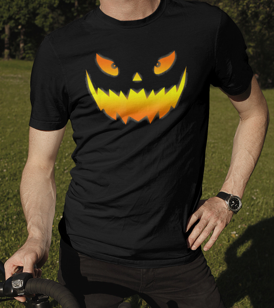 Smiling Glowing Jack O Lantern Pumpkin Face T-Shirt