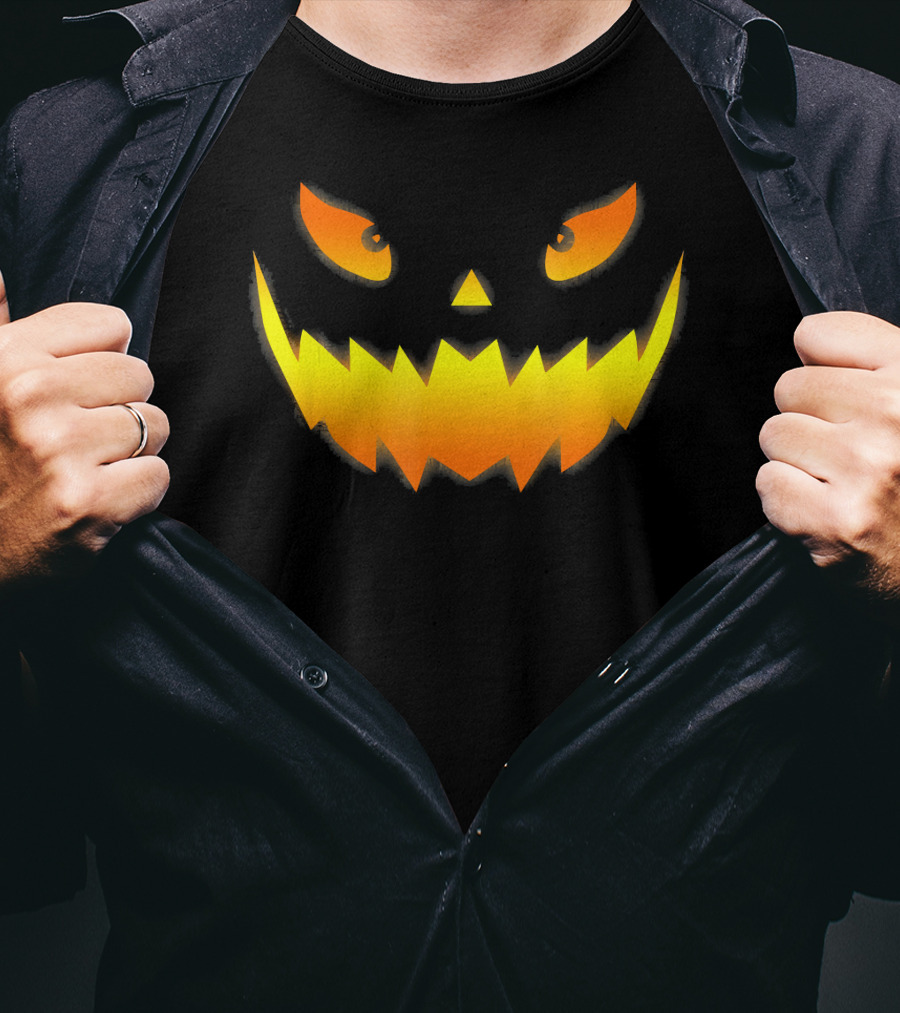 Smiling Glowing Jack O Lantern Pumpkin Face T-Shirt