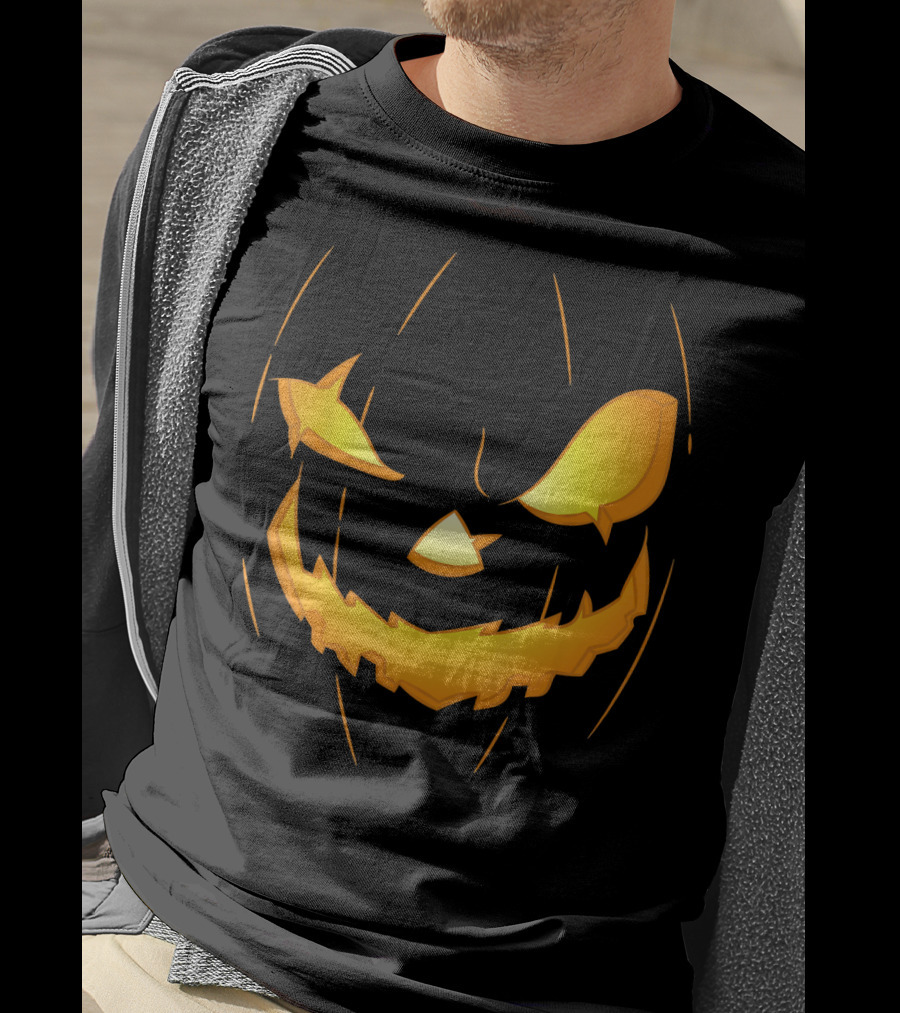 Halloween Pumpkin Jack O Lantern Face Glowing Scary Expression T-Shirt