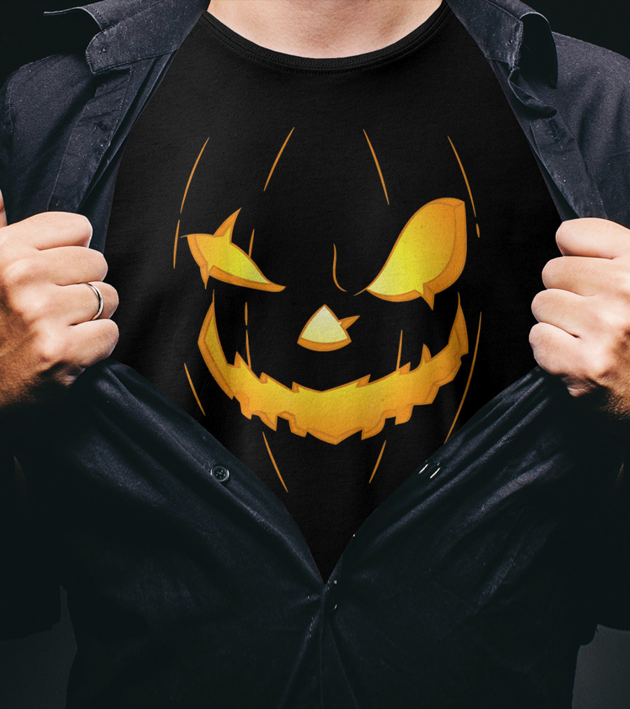Halloween Pumpkin Jack O Lantern Face Glowing Scary Expression T-Shirt