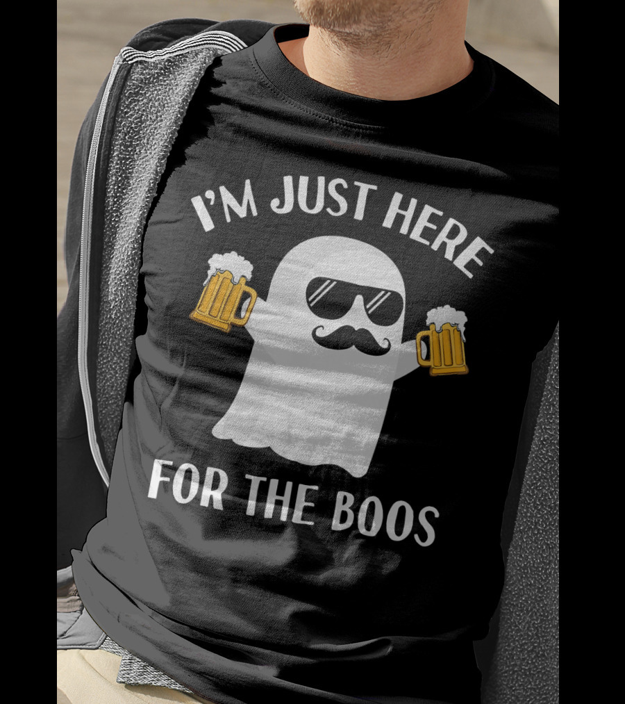 I'm Just Here For The Boos Funny Halloween Party Ghost Beer T-Shirt