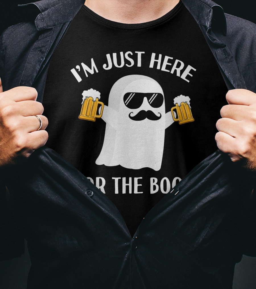 I'm Just Here For The Boos Funny Halloween Party Ghost Beer T-Shirt