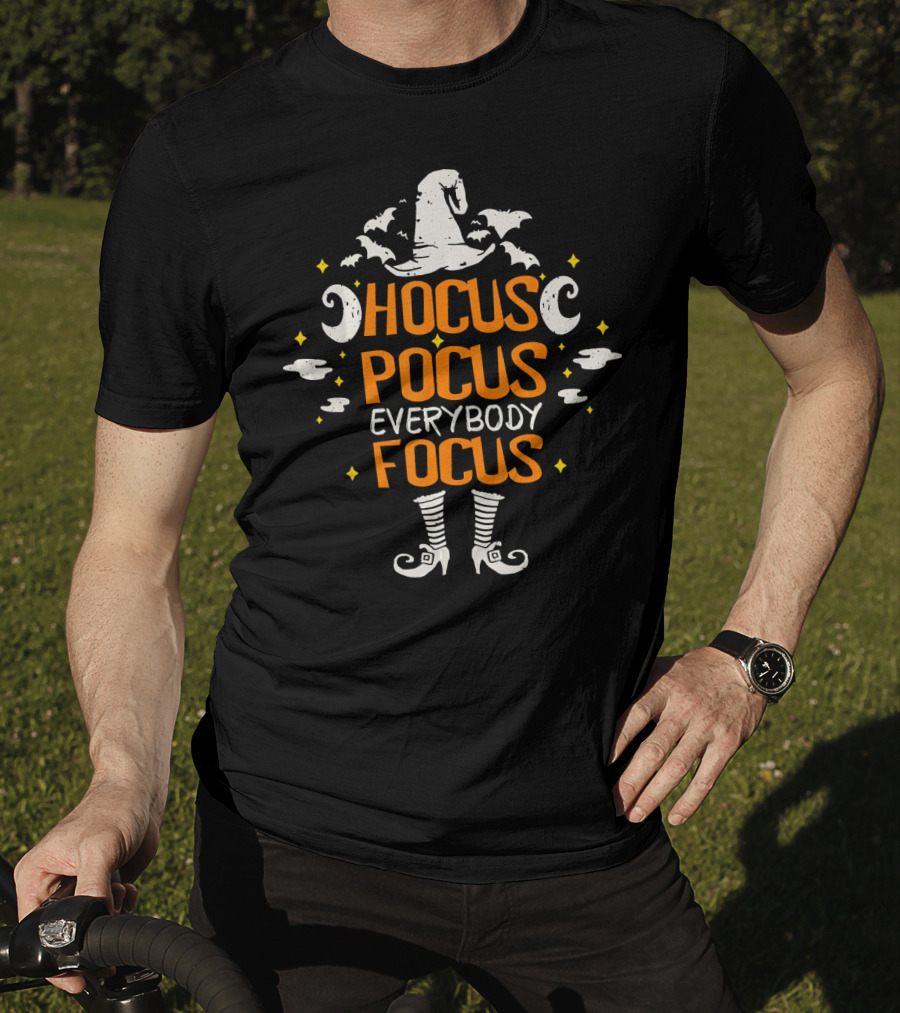 Hocus Pocus Everybody Focus Halloween Witch Hat And Boots T-Shirt
