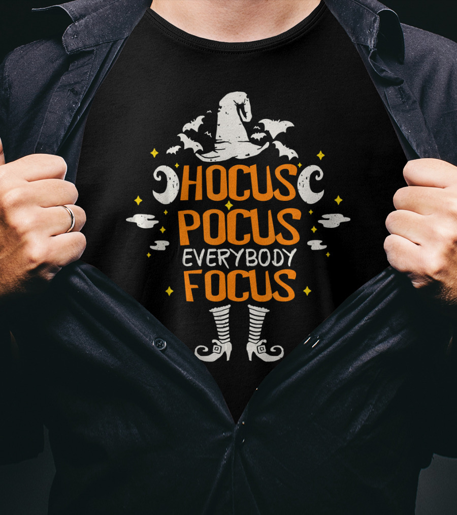 Hocus Pocus Everybody Focus Halloween Witch Hat And Boots T-Shirt