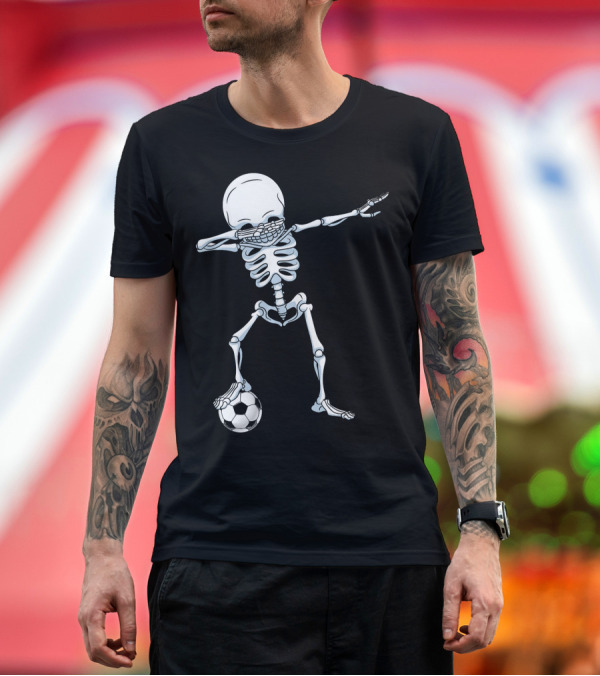 Premium T-Shirt: Dabbing Skeleton with Soccer Ball T-Shirt Dabbing Skeleton with Soccer Ball T-Shirt