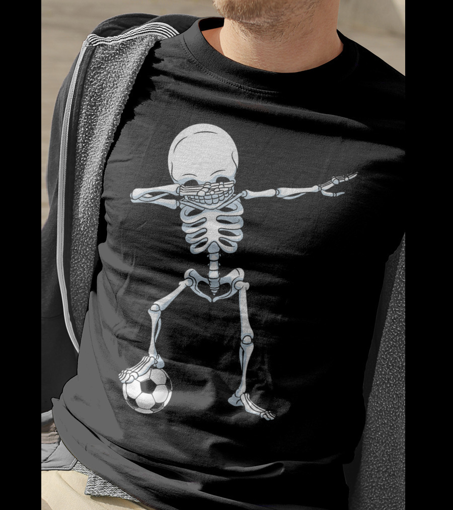 Dabbing Skeleton With Soccer Ball T-Shirt