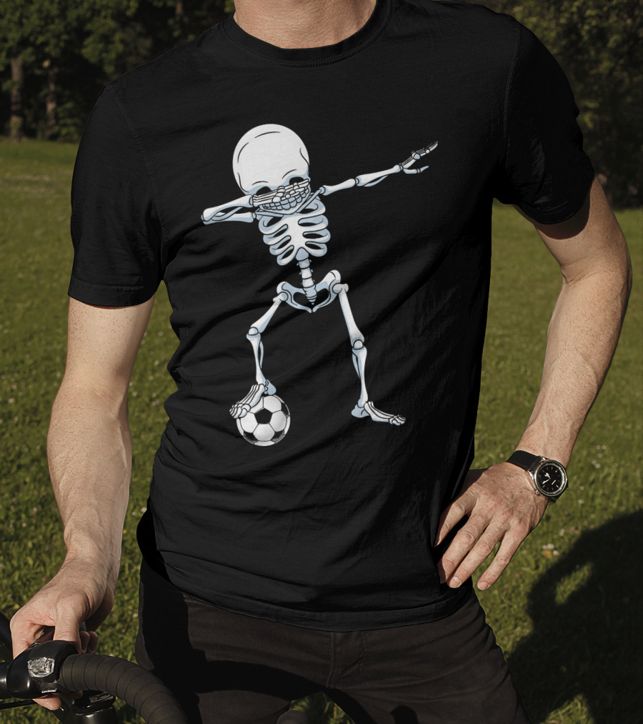 Dabbing Skeleton With Soccer Ball T-Shirt