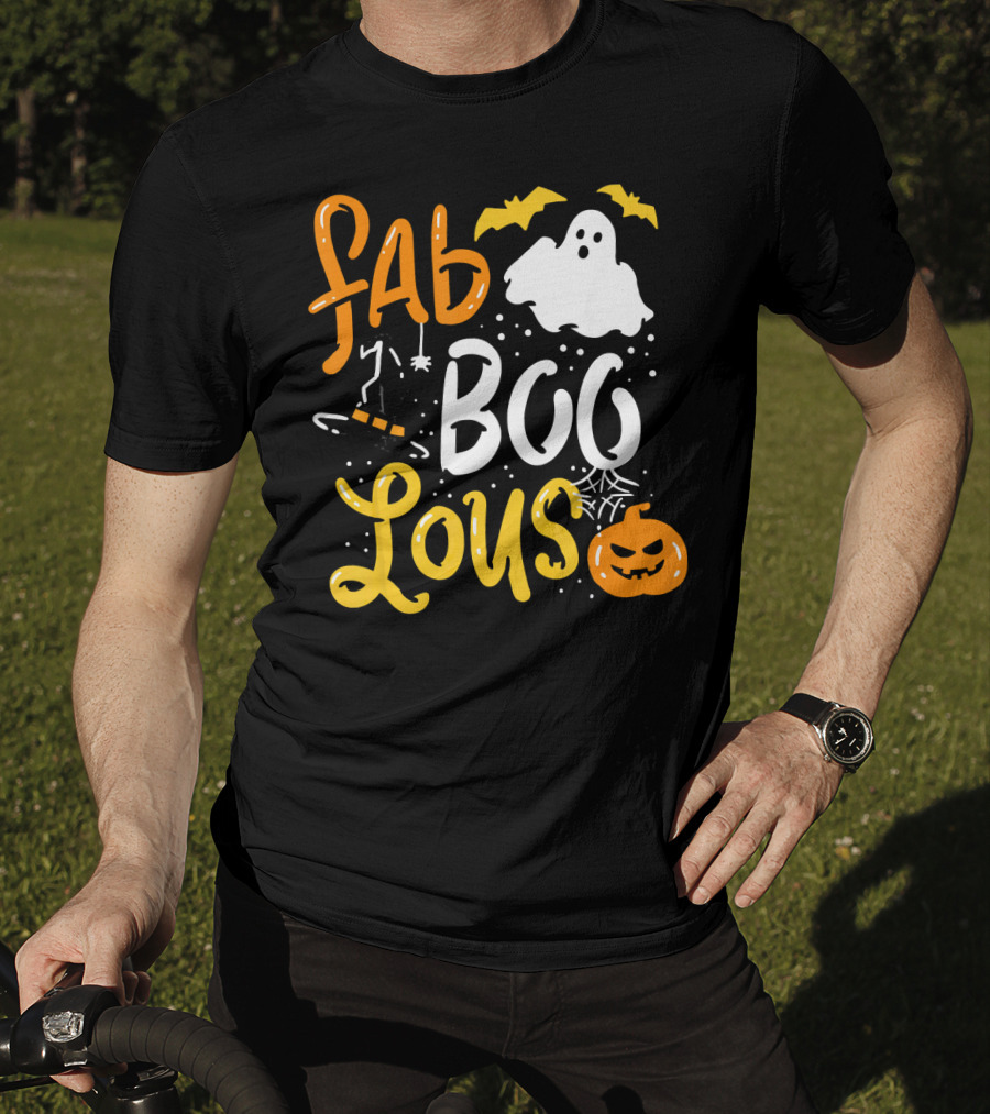 Halloween Fab Boo Lous Ghost Bat Pumpkin Spiderweb T-Shirt