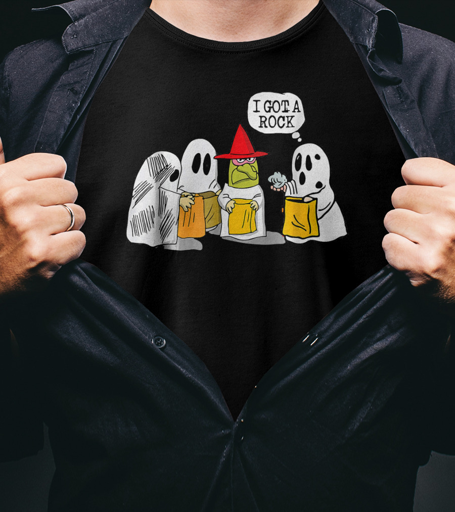 I Got A Rock Funny Trick Or Treat Ghosts And Unamused Witch Hat T-Shirt