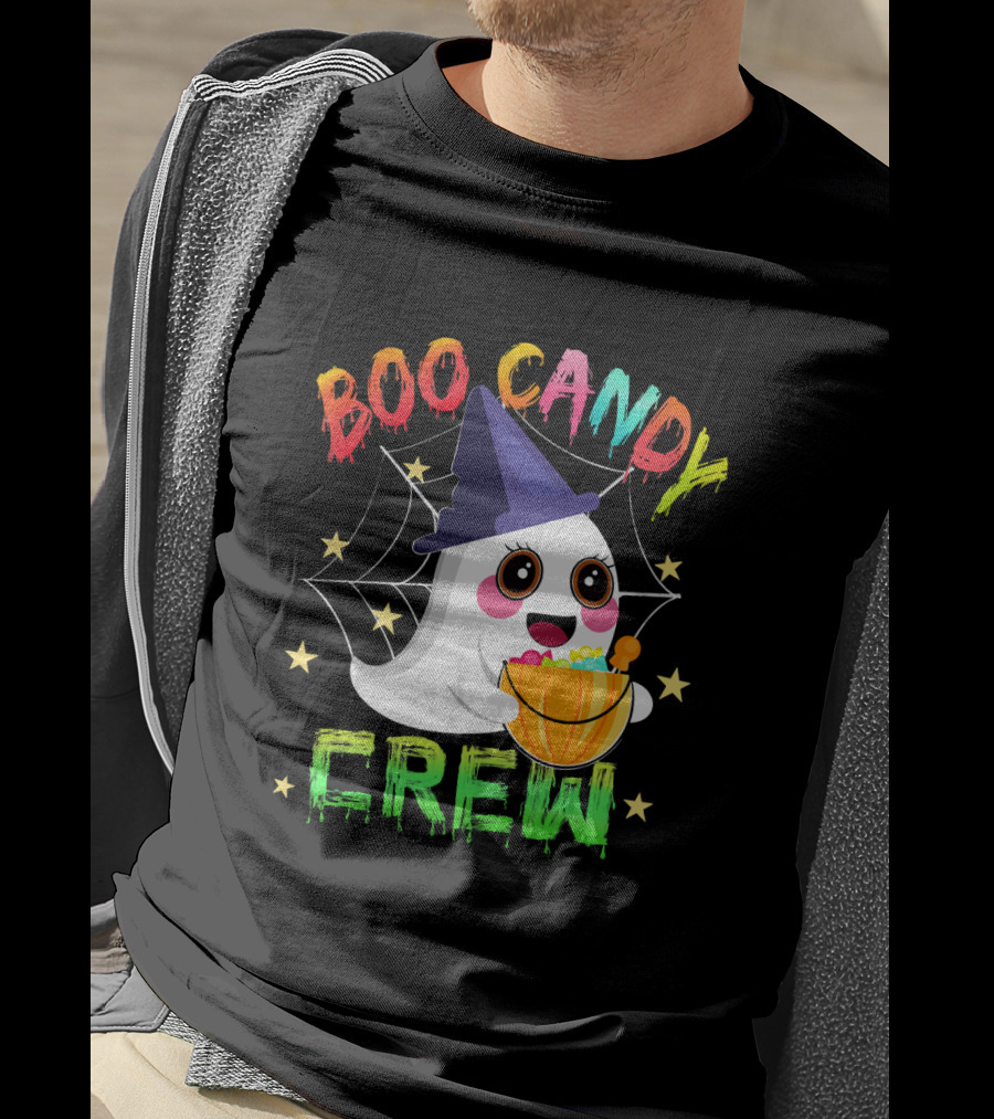 Boo Candy Crew Ghost Halloween Basket Stars Hat T-Shirt