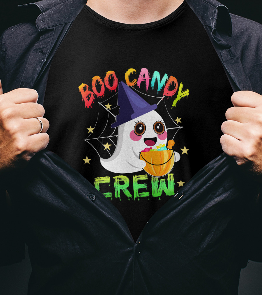 Boo Candy Crew Ghost Halloween Basket Stars Hat T-Shirt