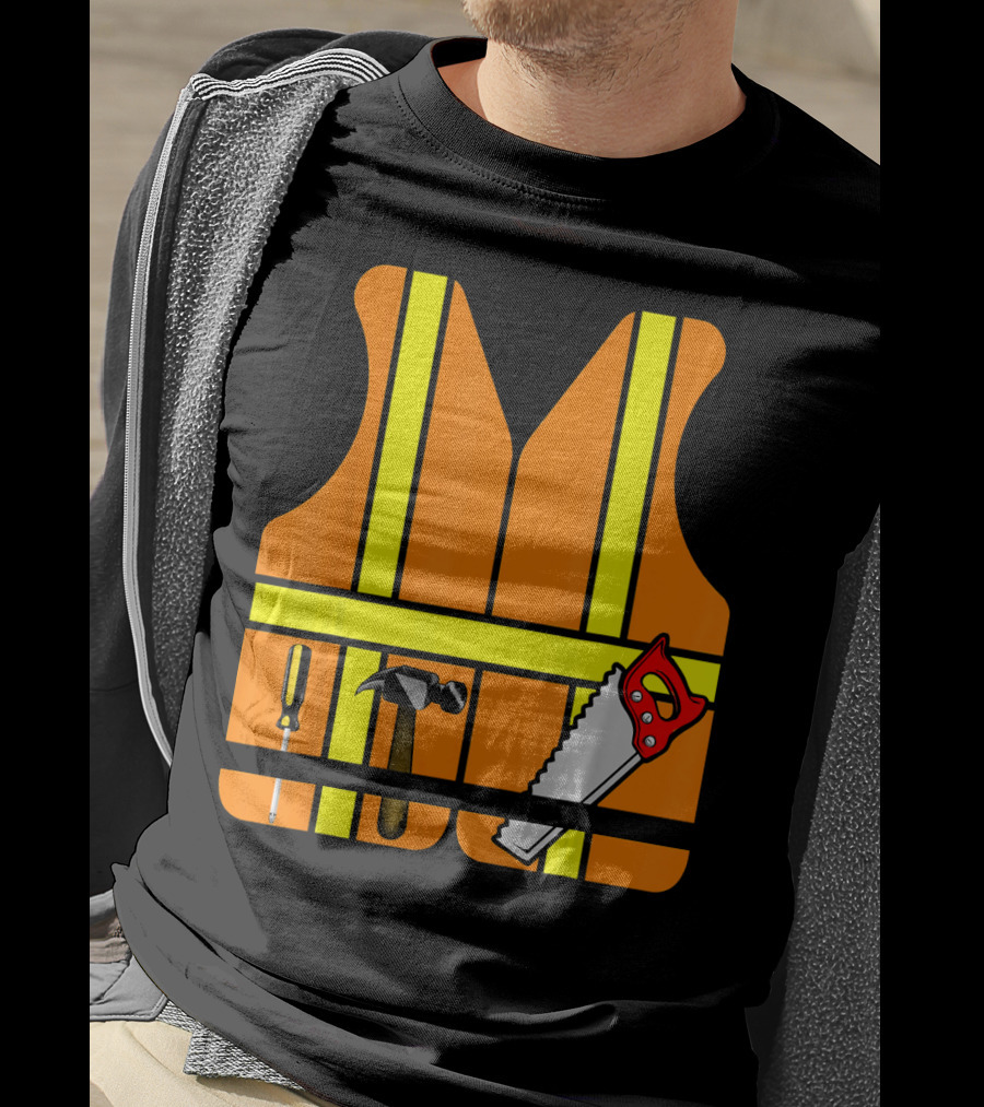Orange Safety Vest With Tools - Construction Worker Role Play T-Shirt