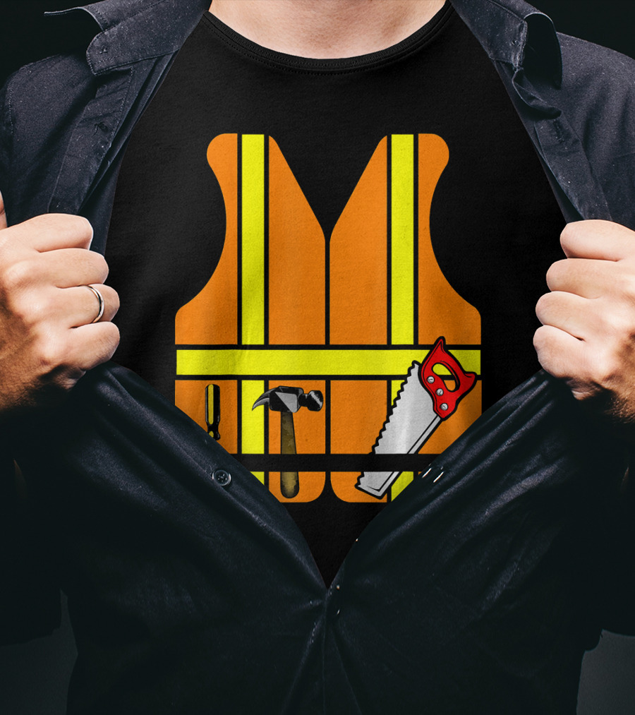 Orange Safety Vest With Tools - Construction Worker Role Play T-Shirt