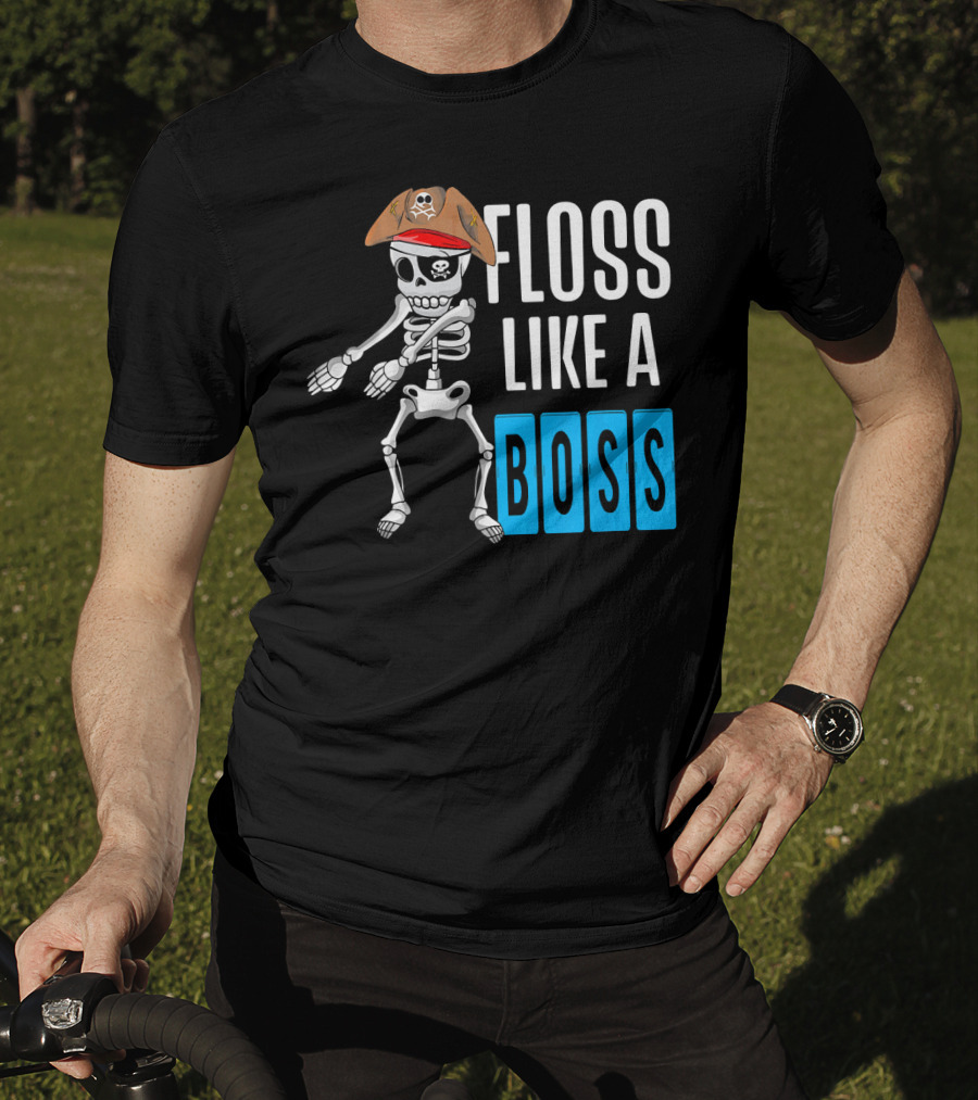 Floss Like A Boss Flossing Skele Pirate Hat Skeleton Dance T-Shirt