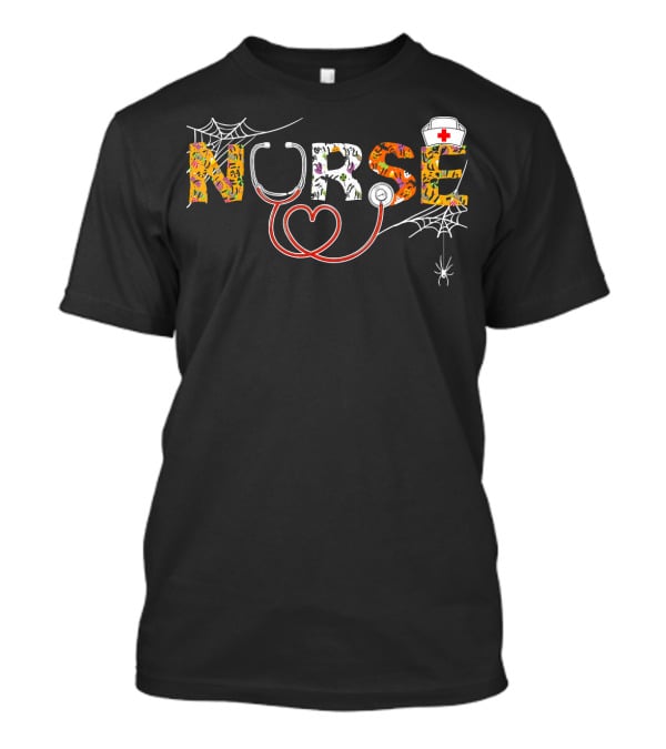 Halloween Nurse With Stethoscope And Spiderwebs T-Shirt