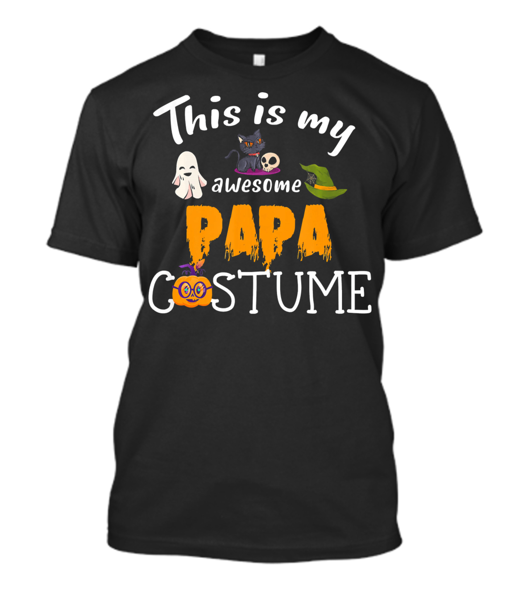 This Is My Awesome Papa Costume Halloween Dad Hat Ghost Pumpkin Cat Skull T-Shirt