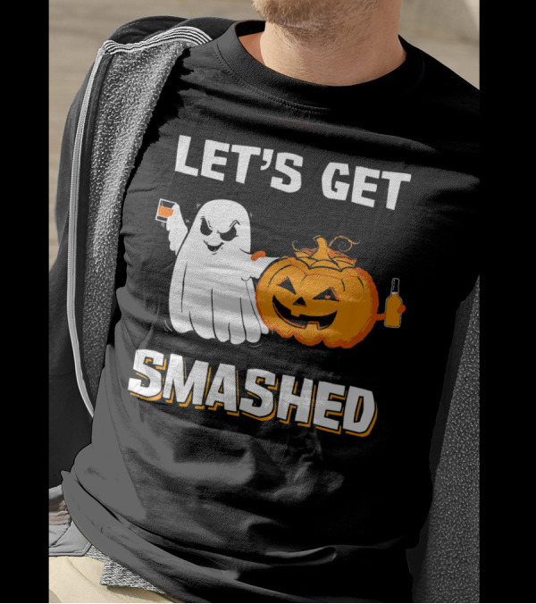 Let's Get Smashed Ghost Pumpkin Drinking T-Shirt