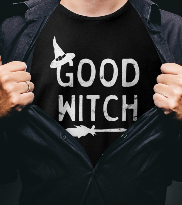 Good Witch Halloween October Witch Hat Broomstick T-Shirt